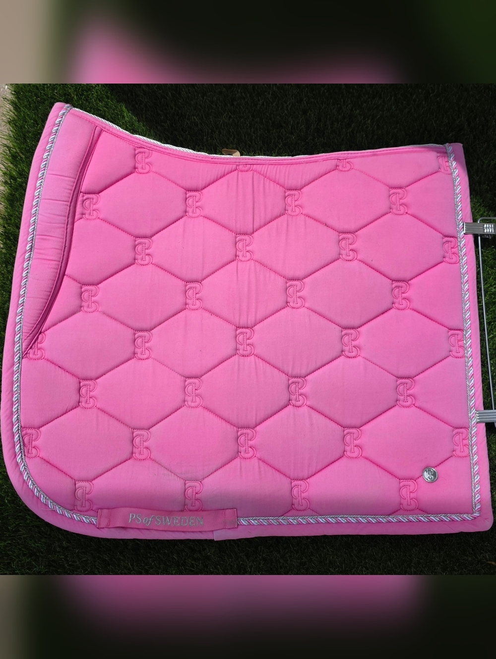 Ps Sweden Pink Quilted Saddle Pad with Silver Rope Trim- Dressage Full Size EUC